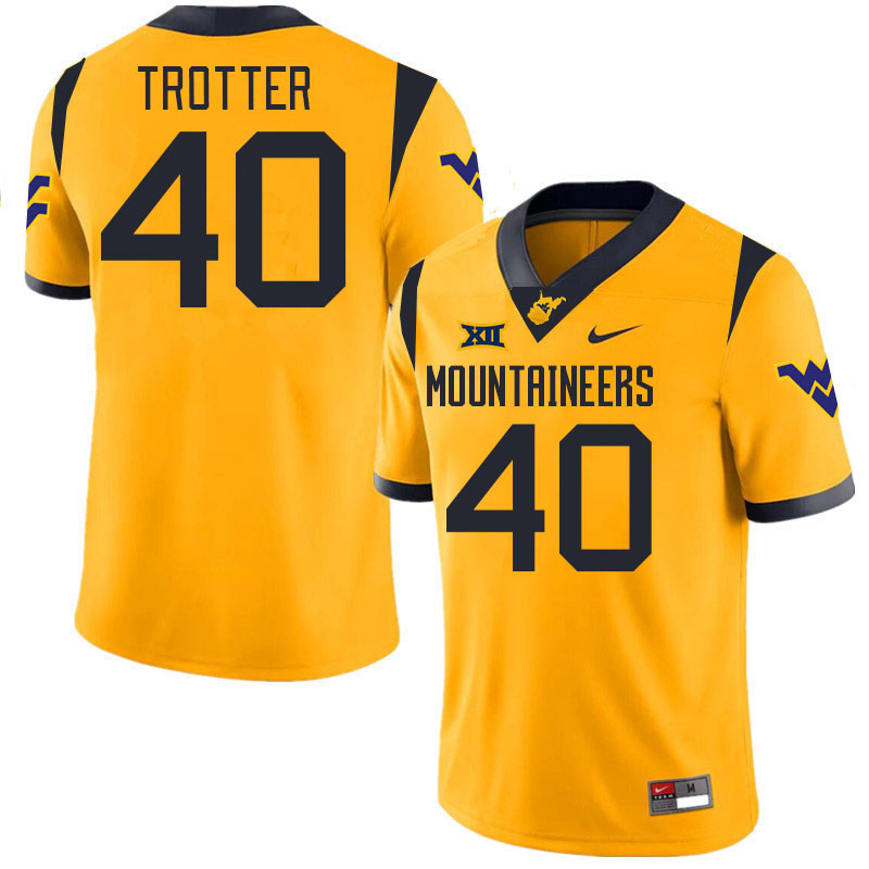 Men #40 Josiah Trotter West Virginia Mountaineers College 2024 New Uniforms Football Jerseys Stitche